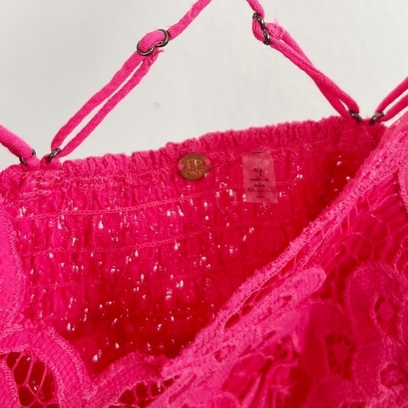 NWT Free People Adella Lace Longline Bralette in Electropop Pink - Picture 7 of 7